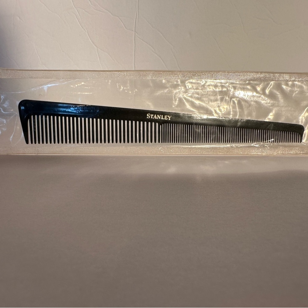 Stanley‎ Barber/Beautician Comb Black Fine And Wide Rounded Teeth New Sealed